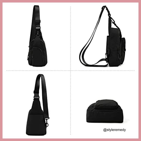 Water Resistant Nylon Sling Bag with Adjustable Straps for Travel Hiking